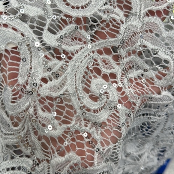 NWOT Free People Best Idea sequin Sheer Mesh Camisole white & blue Strap SZ XS - Picture 3 of 3